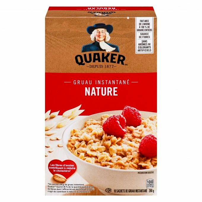 Information Nutritionnelle Pour La Farine D'avoine Instantanée Quaker Oats
